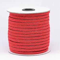 Braided Polyester Cord, Tomato, 6x3mm, about 25yards/roll(NWIR-N007-03)
