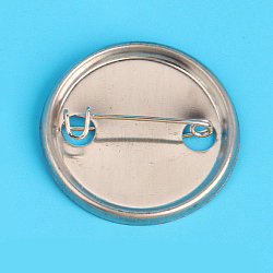 Iron Safety Brooch Findings, Blank Brooch Base Settings, with Iron Pins, Flat Round, Platinum, 32mm(ZXFQ-PW0001-004D)