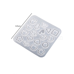 Quicksand Molds, Silicone Shaker Molds, for DIY Resin Dangle Earrings, Mixed Patterns, 85x85x4mm(X-SIMO-PW0005-16A)