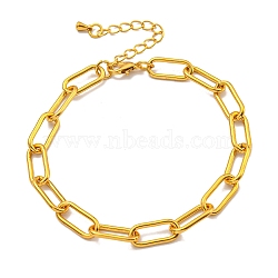 Brass Paperclip Chains Bracelets for Women, Real 18K Gold Plated, 8-7/8 inch(22.4cm)(BJEW-G703-09G)