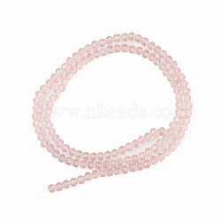 Glass Beads Strands, Faceted, Rondelle, Pink, 4x3mm, Hole: 0.9mm, about 123~127pcs/strand, 16.5~16.9 inch(42~43cm)(EGLA-A034-T4mm-D22)