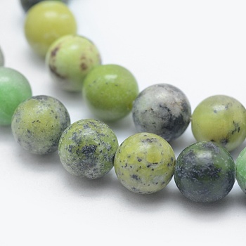 Natural Serpentine Beads Strands, Round, 8~8.5mm, Hole: 1.2mm, about 45pcs/strand, 15.35 inch(39cm)