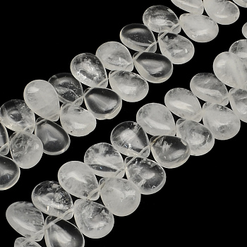 Teardrop Natural Quartz Crystal Pendant Beads Strands, Top Drilled Beads, 18~19x13~14x6~7mm, Hole: 1mm, about 30pcs/strand, 7.87 inch