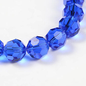 Imitation Austrian Crystal Bead Strands, Grade AAA, Faceted Round, Blue, 12mm, Hole: 0.9~1mm, about 33pcs/strand, 15.7 inch
