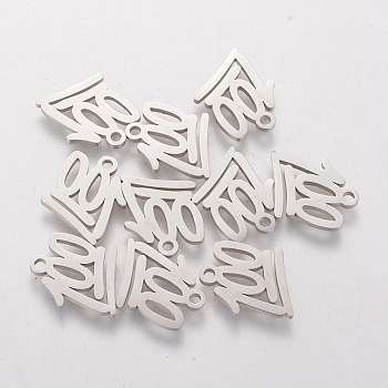 201 Stainless Steel Charms, Number 100, Stainless Steel Color, 11.3x12.5mm