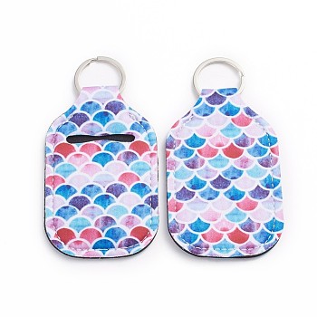 Hand Sanitizer Keychain Holder, for Shampoo Lotion Soap Perfume and Liquids Travel Containers, Colorful, Wave Pattern, 124x64x4mm