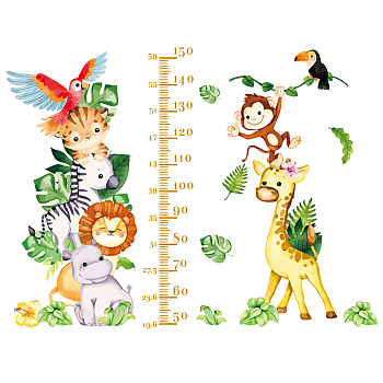 PVC Height Growth Chart Wall Sticker, for Kid Room Bedroom Wallpaper Decoration, Other Animal, 900x390mm, 3pcs/set