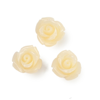 Synthetic Coral Carved Beads, Dyed, Flower, Light Yellow, 10x8.5mm, Hole: 1.3mm