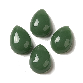Glass Cabochons, Imitation Gemstone, Teardrop, Sea Green, 18x13x6.5mm