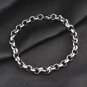 Tarnish Resistant 304 Stainless Steel Cable Chain Bracelets, with Lobster Claw Clasps, Stainless Steel Color, 7-7/8 inch(200mm), 6mm