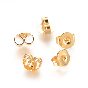 304 Stainless Steel Ear Nuts, Friction Earring Backs for Stud Earrings, Golden, 4.5x5x3mm, Hole: 1mm