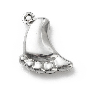 304 Stainless Steel Pendants, Footprint Charms, Stainless Steel Color, 15x12.4x3.3mm, Hole: 1mm