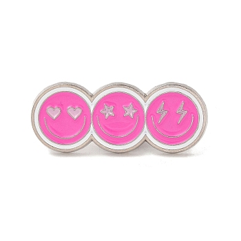 Pink Series Enamel Pins, Platinum Tone Alloy Brooches for Clothes Backpack Women, Smiling Face, 14x35.5x1.5mm