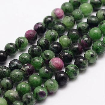 Natural Ruby in Zoisite Bead Strands, Round, 12mm, Hole: 1mm, about 32pcs/strand, 15.5 inch