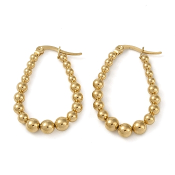 304 Stainless Steel Hoop Earrings, Jewely for Women, Golden, Teardrop, 23.5x5mm