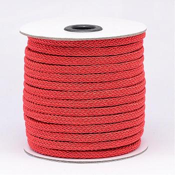 Braided Polyester Cord, Tomato, 6x3mm, about 25yards/roll