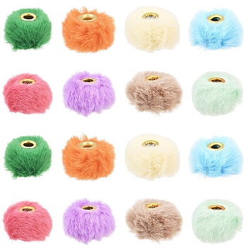 30Pcs 10 Colors Imitation Rabbit Hair European Beads, Large Hole Beads, Rondelle, Mixed Color, 19.5~20x12mm, Hole: 4mm, 3pcs/color 