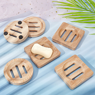 16Pcs 2 Style Bamboo Soap Dishes with Anti Slip Pad(AJEW-GA0005-76)-4