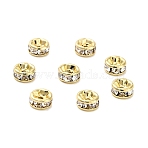 316 Surgical Stainless Steel Rhinestone Spacer Beads, Flat Round, Ion Plating(IP), Flat Round, Real 18K Gold Plated, 5x2.5mm, Hole: 1mm(X-STAS-L285-001G-02-1)