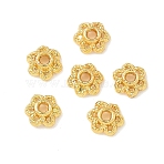 Flower Brass Bead Caps, Long-Lasting Plated, Cadmium Free & Lead Free, Real 18K Gold Plated, 5x2.5mm, Hole: 1mm(KK-P342-03G)