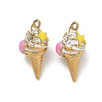 304 Stainless Steel Enamel Pendants, Ice Cream Charms, Ion Plating(IP), Golden, 22x11x10mm, Hole: 1.5mm(SA-CBA7876-15G)