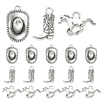 30Pcs 3 Styles Tibetan Style Alloy Pendants, West Cowboy Charms, Mixed Shape, Antique Silver, 14~22.5x11~21x2~6mm, Hole: 1.6~2.5mm, 10pcs/style(FIND-YW0010-51AS)