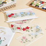 3 Yards Polycotton Embroidery Flower Lace Ribbon, Garment Accessories, with 1Pc Cardboard Display Card, Light Blue, 3-1/2 inch(90mm)(OCOR-LP0002-40)