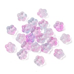 Handmade Lampwork Beads, Plum Bossom, Hot Pink, 12.5x12.5x5mm, Hole: 1.2mm(LAMP-CJC0008-11F)