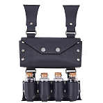 Rectangle PU Leather Medieval Waist Belt Bag with Belt and 4 Glass Potion Bottles, with Alloy Buckle, Black, 270x170x48mm(AJEW-WH0752-296A)