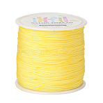 Nylon Braided Cord, Chinese Knotting Cord for Bracelet Jewelry Making Macrame Craft, Champagne Yellow, 0.8mm, about 98.43yards/roll(90m/roll)(NWIR-JP0009-0.8-540)
