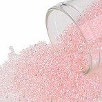 TOHO Round Seed Beads, Japanese Seed Beads, (171L) Dyed Light Pink Transparent Rainbow, 15/0, 1.5mm, Hole: 0.7mm, about 3000pcs/10g(X-SEED-TR15-0171L)
