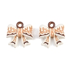 Alloy Enamel Pendants, Bowknot Charms, Navajo White, 15x15x6mm, Hole: 1.6mm(AL-CBA5201-03)