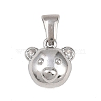 303 Stainless Steel Pendants, Teddy Bear Charm, Stainless Steel Color, 12x12x8mm, Hole: 5.5x3mm(STAS-K325-24A-P)