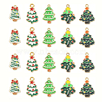 20Pcs 5 Styles Christmas Theme Alloy Enamel Pendants, Light Gold, Christmas Tree, Mixed Color, 22.5~25.5x14.5~18.5x1.2~1.5mm, Hole: 1.6~2.5mm, 4pcs/style(ENAM-YW0006-79)