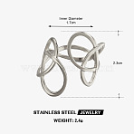 Irregular Line 304 Stainless Steel Cuff Open Rings, Stainless Steel Color, 17mm(WGB259B-02)