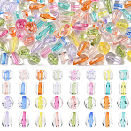 240Pcs 4 Styles Transparent Acrylic Beads, Cube & Column & Teardrop, Mixed Color, 8~14.5x7.5~11.5mm, Hole: 1.6~1.8mm, 60pcs/style(TACR-YW0003-47)