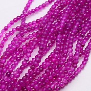 Natural Agate Beads Strand, Dyed, Round, Magenta, 4mm, Hole: 0.5mm(G-G583-4mm-03)