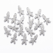 304 Stainless Steel pendants, Boy, Stainless Steel Color, 16x10x0.8mm, Hole: 1.2mm(STAS-L197-27P)