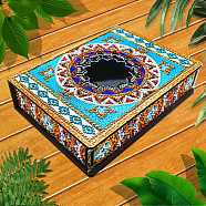 DIY Diamond Jewelry Box Kits, including Wooden Board with Mirror, Resin Rhinestones, Diamond Sticky Pen, Tray Plate and Glue Clay, Colorful, Finished Product: 200x150x45mm(DIAM-PW0001-084B)