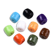 Opaque Acrylic Beads, Faceted, Barrel, Mixed Color, 13x13mm, Hole: 2.7~2.8mm, about 290pcs/500g(SACR-N017-05)