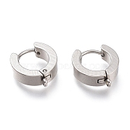 201 Stainless Steel Huggie Hoop Earrings Findings, with Vertical Loop, with 316 Surgical Stainless Steel Earring Pins, Ring, Stainless Steel Color, 15.5x14x4mm, Hole: 1.4mm, Pin: 1mm(STAS-A167-01B-P)