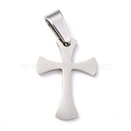 304 Stainless Steel Pendants, Cross, Stainless Steel Color, 20x14x1.2mm, Hole: 3.5x7mm(STAS-H122-01P)