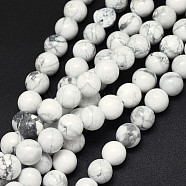 Natural Howlite Beads Strands, Round, 8mm, Hole: 1mm, about 46~47pcs/strand, 15.2~15.5 inch(38.5~39.5cm)(X-G-F604-18-8mm)