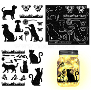 Silhouette Paper, for Lighting Decoration, Paper Cut Light Box, Cat Shape, 150x170mm, 4pcs/set(AJEW-WH0529-006)