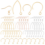 90Pcs 9 Style Ion Plating(IP) 304 Stainless Steel Earring Hooks, Ear Wire, with Horizontal Loop, Mixed Shape, Mixed Color, 16~26x14~19.5x3mm, Hole: 2~2.5mm, 21 Gauge, Pin: 0.7mm, 10pcs/style(STAS-DC0004-67)