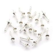Brass Peg Bails Pendants, For Half Drilled Beads, Long-Lasting Plated, Lead Free & Cadmium Free & Nickel Free, Matte Style, 925 Sterling Silver Plated, 16x4.5mm, Hole: 1.2mm, Pin: 0.8mm(KK-F744-01MS-NR)