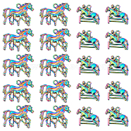 20Pcs 2 Style Alloy Pendant, Horse with Rider & Horse, Rainbow Color, 17.5x21x4mm and 22.5x28x4.5mm, 10pcs/style(FIND-DC0002-21)