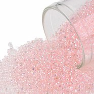 TOHO Round Seed Beads, Japanese Seed Beads, (171L) Dyed Light Pink Transparent Rainbow, 15/0, 1.5mm, Hole: 0.7mm, about 3000pcs/10g(X-SEED-TR15-0171L)