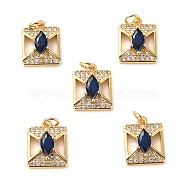 Brass Micro Pave Cubic Zirconia Pendants, Long-Lasting Plated, Cadmium Free & Lead Free, Square, Real 18K Gold Plated, 15x12x4.5mm, Hole: 3.4mm(ZIRC-P092-004G-RS)