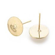 202 Stainless Steel Stud Earring Findings, with 304 Stainless Steel Pins, Real 24k Gold Plated, 12.5x10mm, Pin: 0.7mm(STAS-F186-01G-10mm)